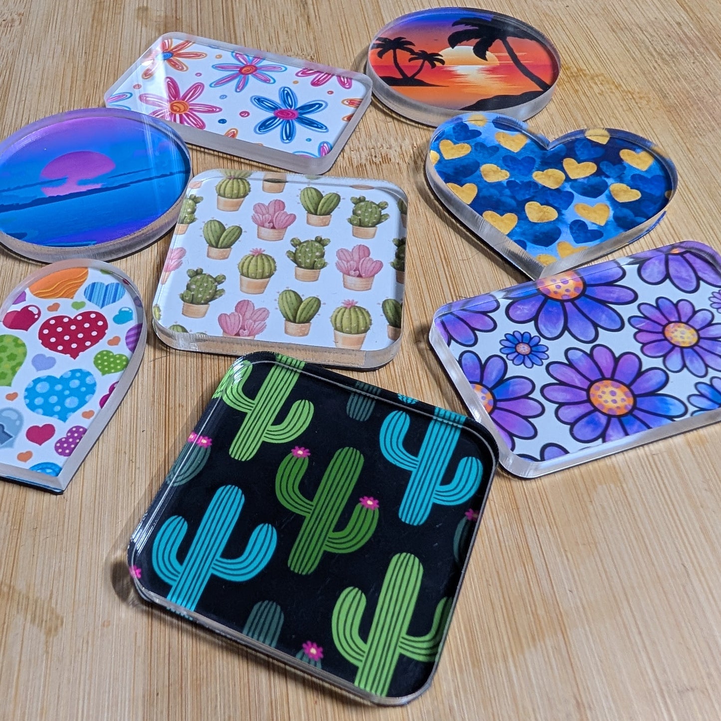 DIY Craft Fridge Magnet Kit, 10 Laser Cut Acrylic Circles and Magnet Backs