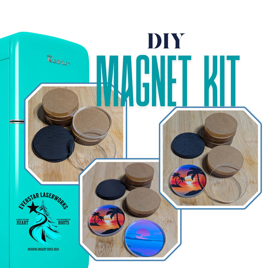 DIY Craft Fridge Magnet Kit, 10 Laser Cut Acrylic Circles and Magnet Backs