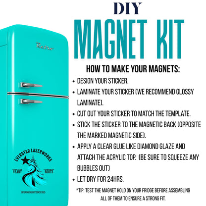 DIY Craft Fridge Magnet Kit, 10 Laser Cut Acrylic Hearts and Magnet Backs