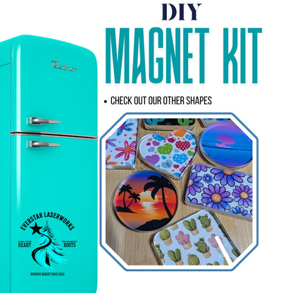 DIY Craft Fridge Magnet Kit, 10 Laser Cut Acrylic Squares and Magnet Backs