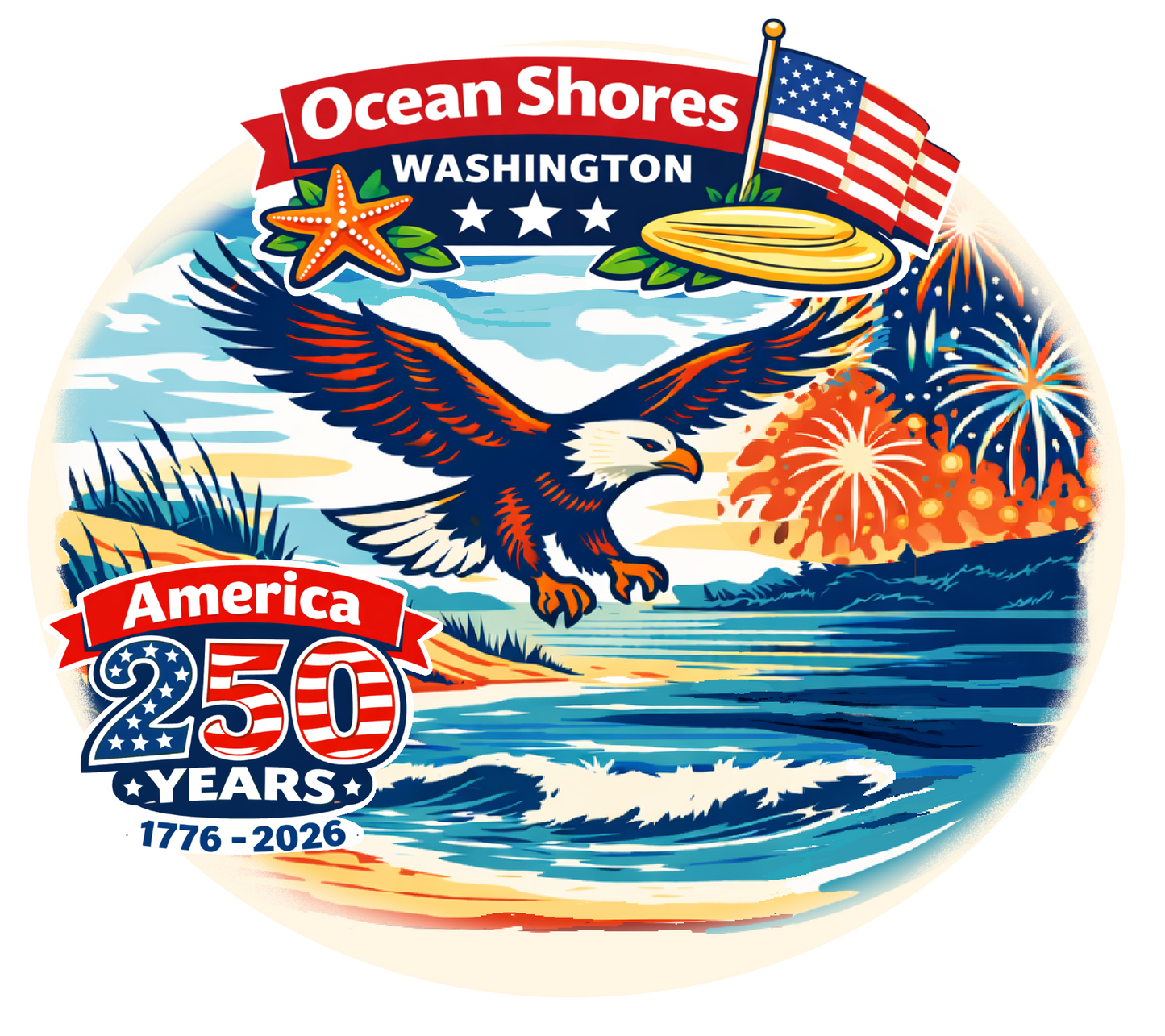 Ocean Shores America 250 Crew Neck Tee