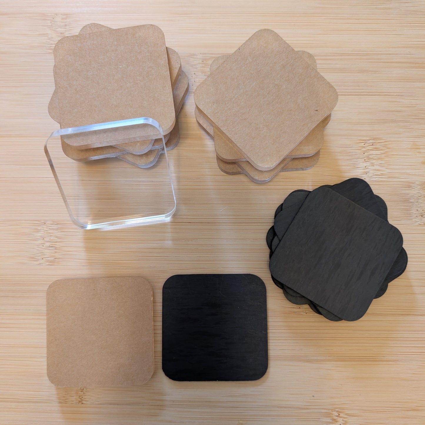 DIY Craft Fridge Magnet Kit, 10 Laser Cut Acrylic Squares and Magnet Backs