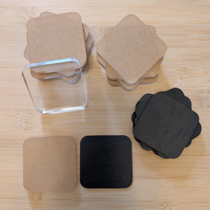 DIY Craft Fridge Magnet Kit, 10 Laser Cut Acrylic Squares and Magnet Backs