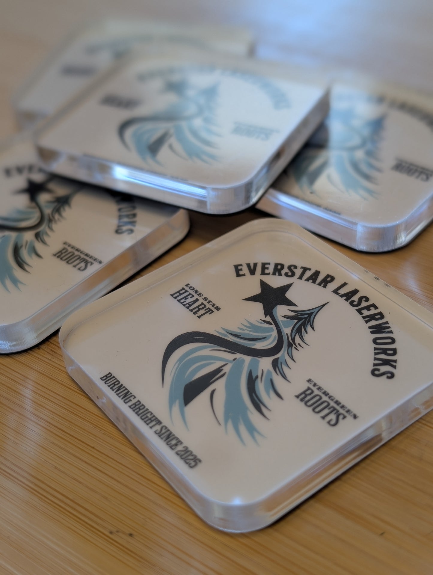 DIY Craft Fridge Magnet Kit, 10 Laser Cut Acrylic Squares and Magnet Backs