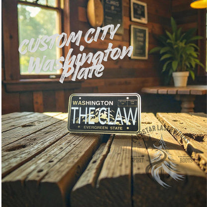 Custom Washington State License Plate City Stainless Acrylic Patch