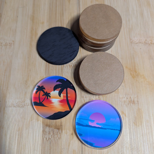 DIY Craft Fridge Magnet Kit, 10 Laser Cut Acrylic Circles and Magnet Backs