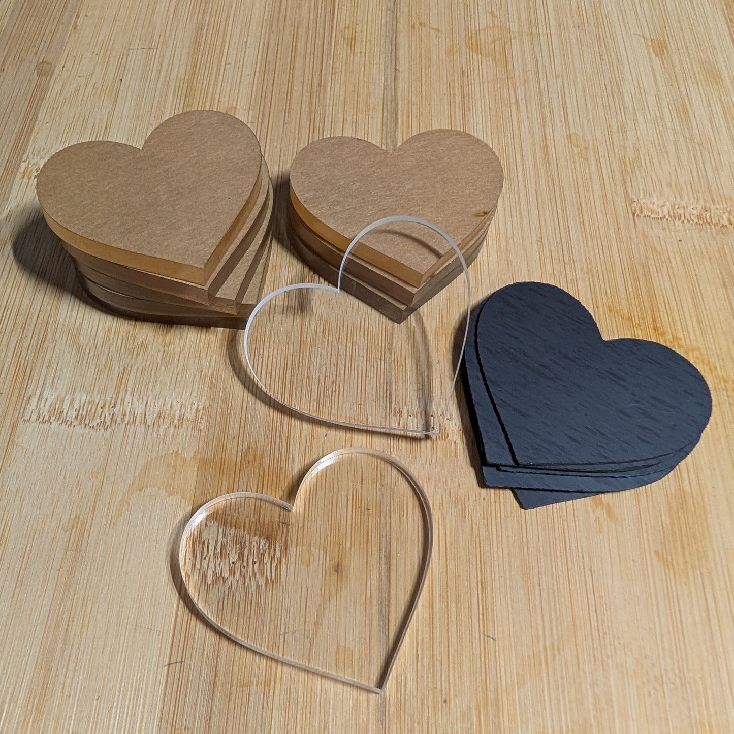 DIY Craft Fridge Magnet Kit, 10 Laser Cut Acrylic Hearts and Magnet Backs