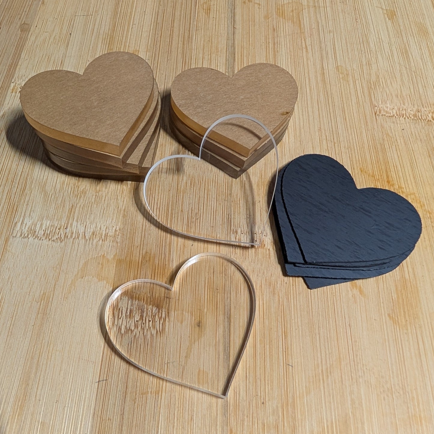 DIY Craft Fridge Magnet Kit, 10 Laser Cut Acrylic Hearts and Magnet Backs