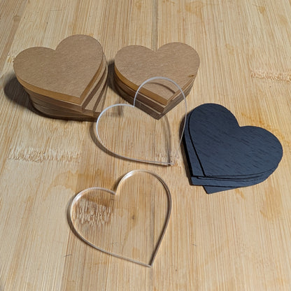 DIY Craft Fridge Magnet Kit, 10 Laser Cut Acrylic Hearts and Magnet Backs