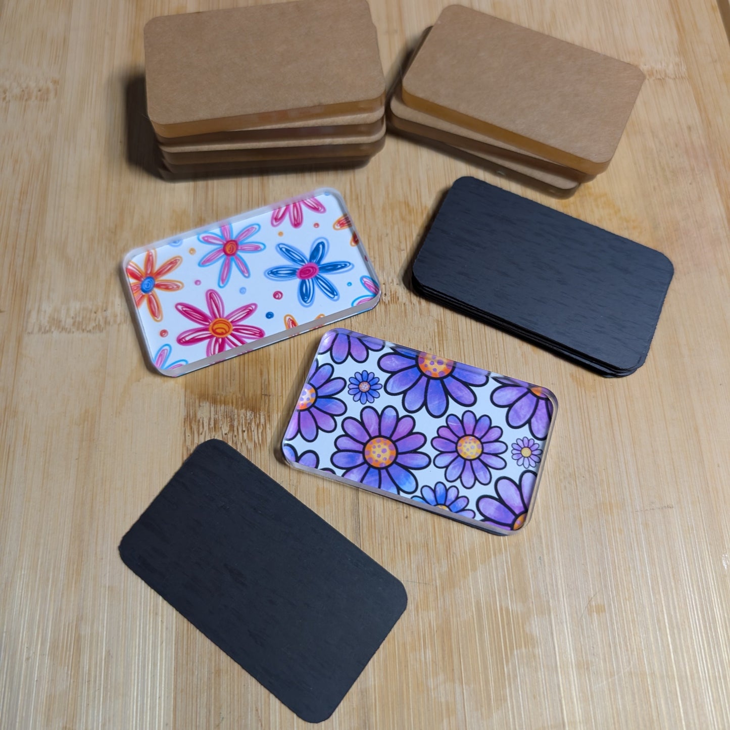 DIY Craft Fridge Magnet Kit, 10 Laser Cut Acrylic Rectangles and Magnet Backs