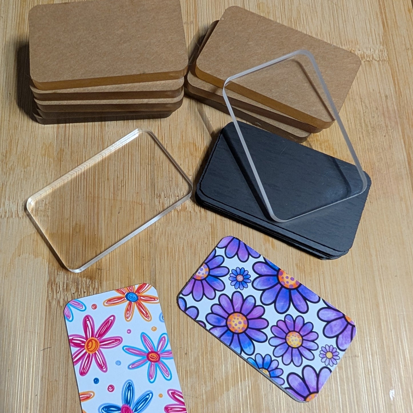 DIY Craft Fridge Magnet Kit, 10 Laser Cut Acrylic Rectangles and Magnet Backs